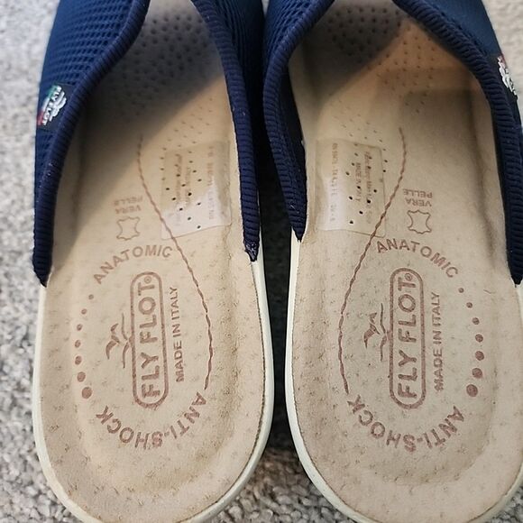 Flyflot Mesh Sandals EU 39 US 8 Navy Slip On Slides Italy Anatomic Anti Shock - Picture 6 of 7